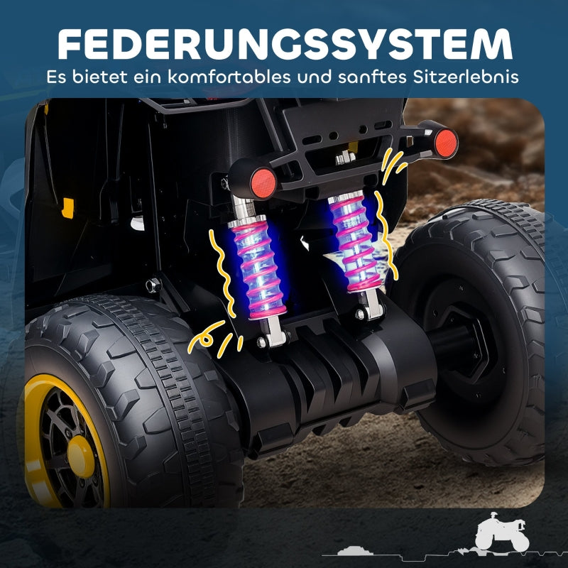 Electric Quad Bike for Kids with LED Headlights and Music, Yellow