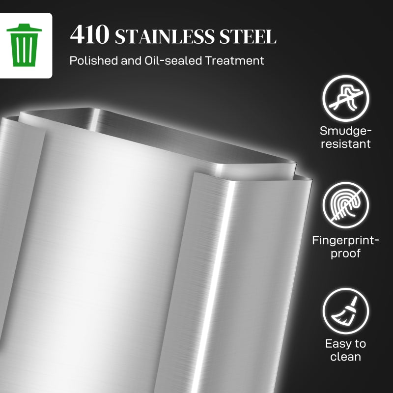 60L Dual Compartment Bin Deodoriser Holders Stainless Steel, Silver Tone