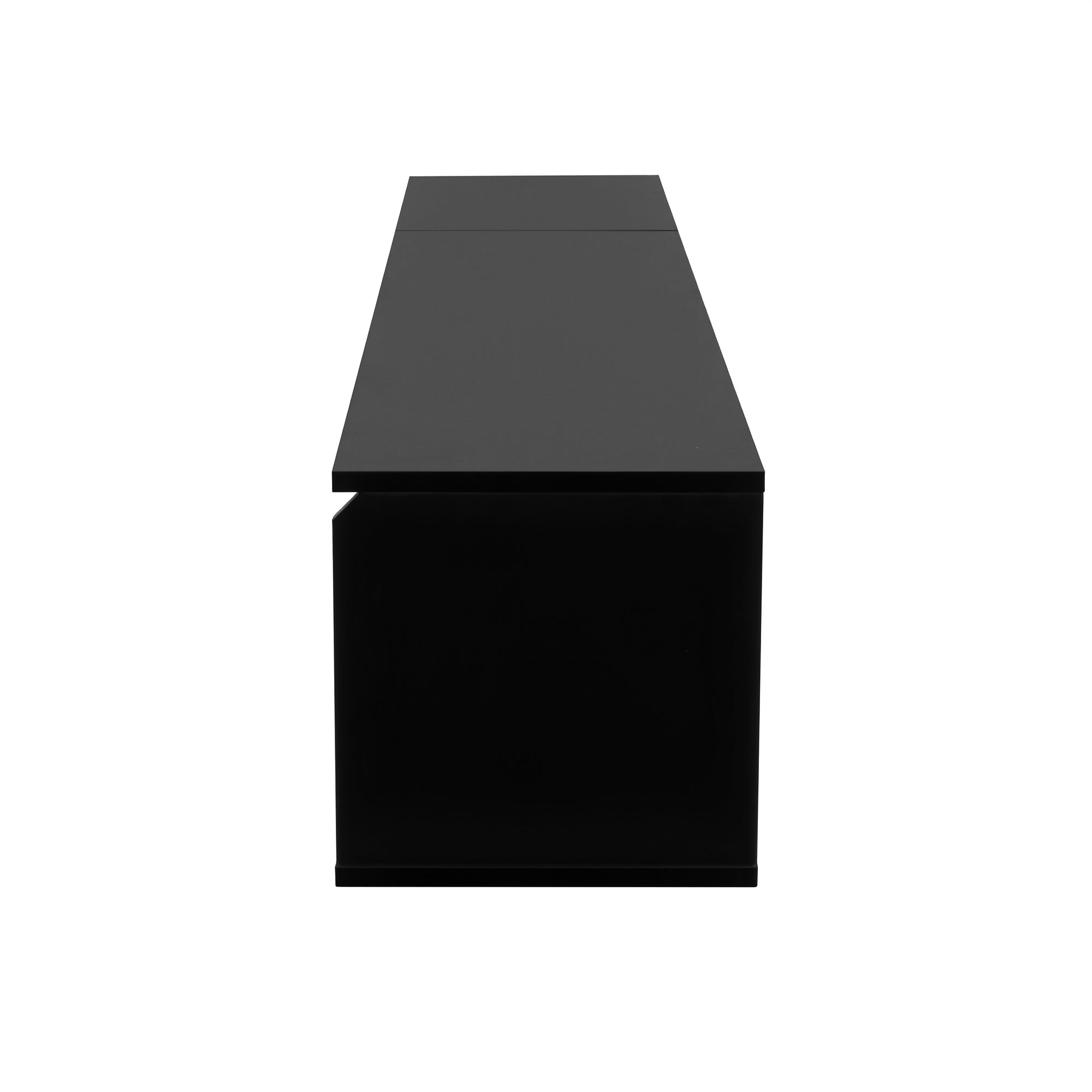 High-gloss TV Cabinet, 180cm LED USB Wall-Mounted Black & White