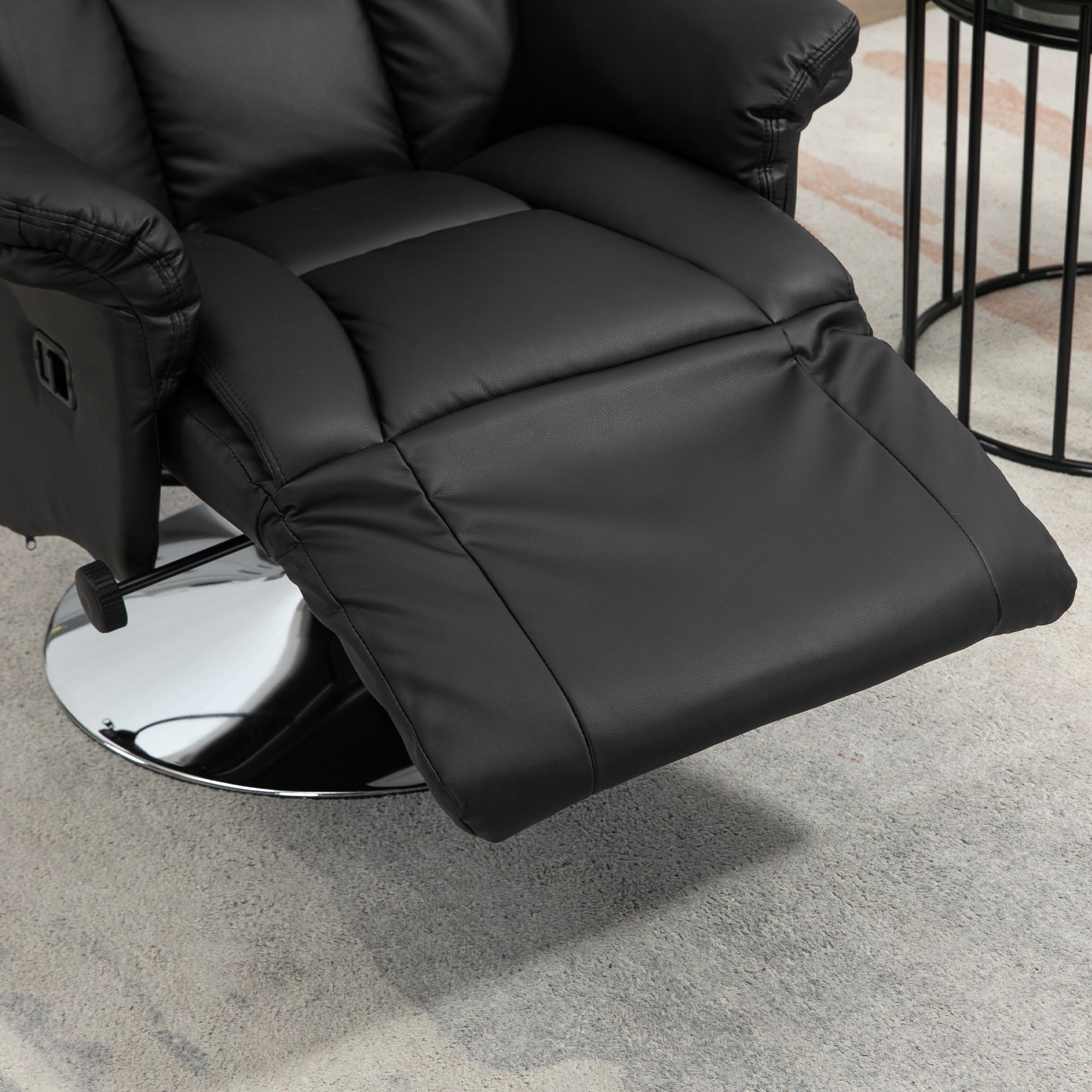 Reclining TV Chair, Manually Adjustable Non-slip 150kg, Black Faux Leather