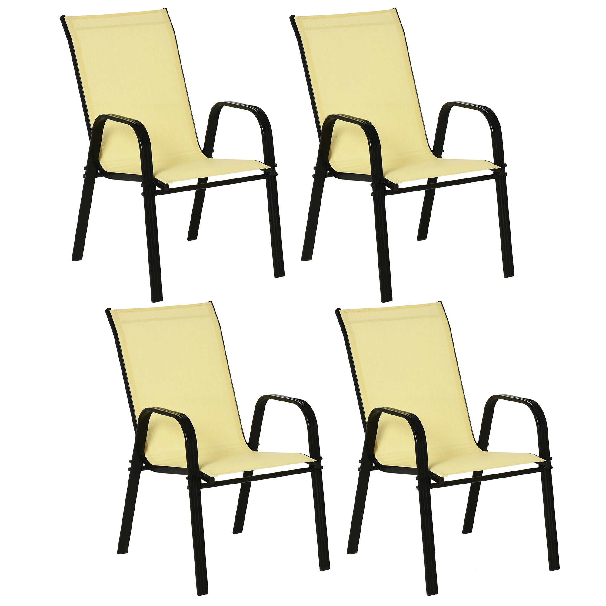 Stackable Mesh Seat Chairs, Set of Four, Beige