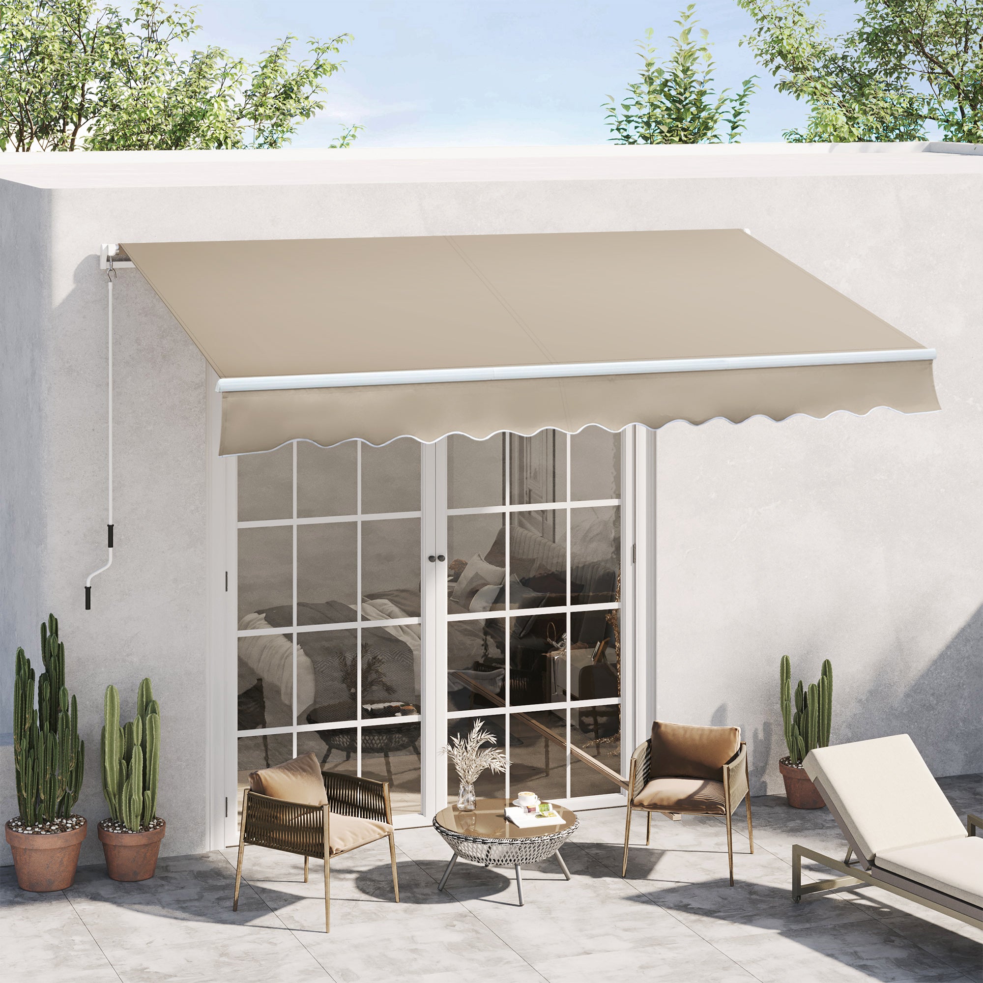 Aluminum Folding Arm Awning 3.95m Sun Protection - Beige