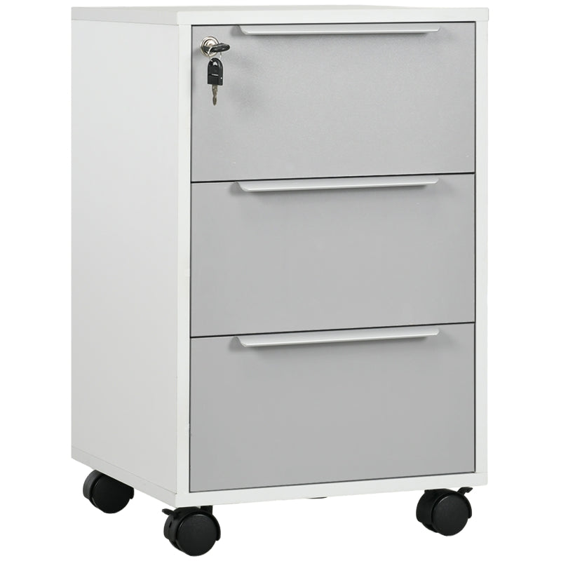Three-Drawer Locking Filing Cabinet - Grey/White