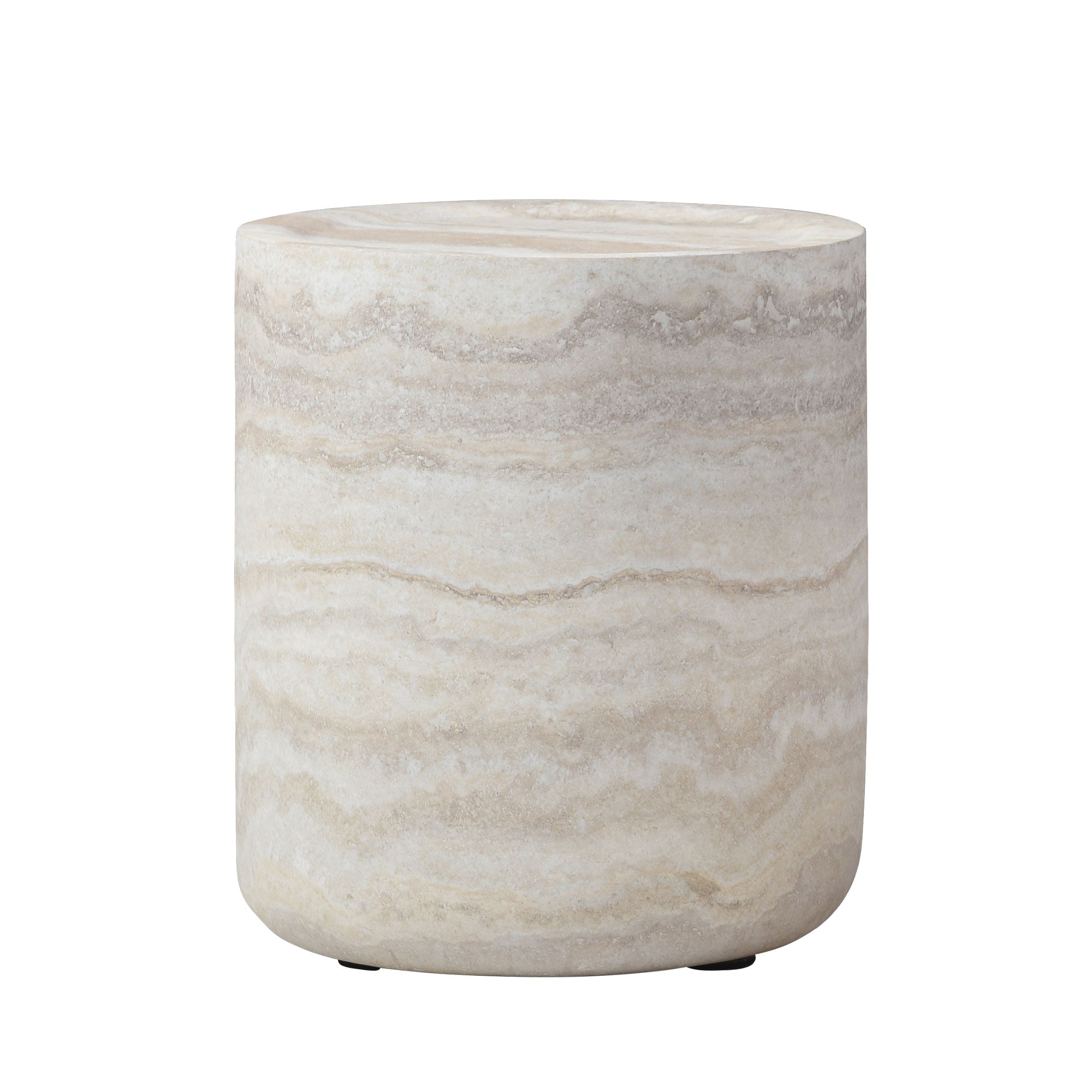 Side Table - Compact Textured Cylinder 40x40x45cm - Off-White Fiberglass