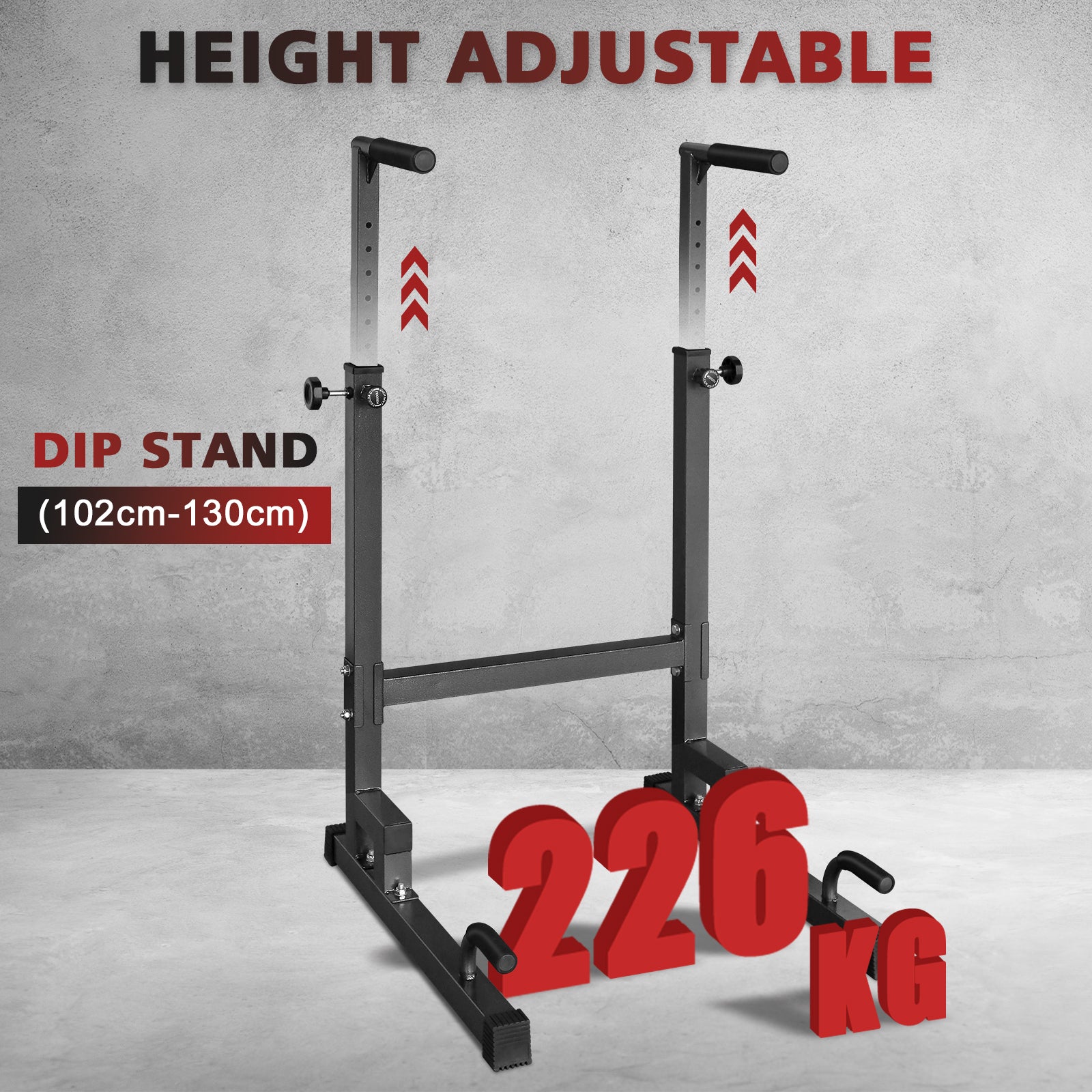 Dip Stand, Adjustable Height, Heavy Duty with Slip-Proof Grips, Multi-Functional for Tricep Dips