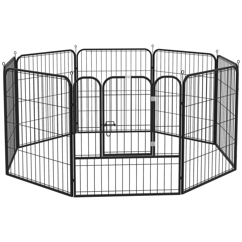 Puppy Playpen 8 Panels Heavy Duty, for Small and Medium Dogs, Black