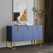 Sideboard, 3-Door Adjustable Shelves U-Shaped Metal, Navy Blue