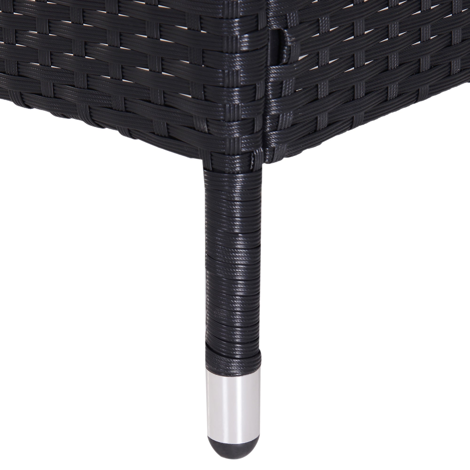 2-Seater Rattan Chair Set with Middle Tea Table - Black