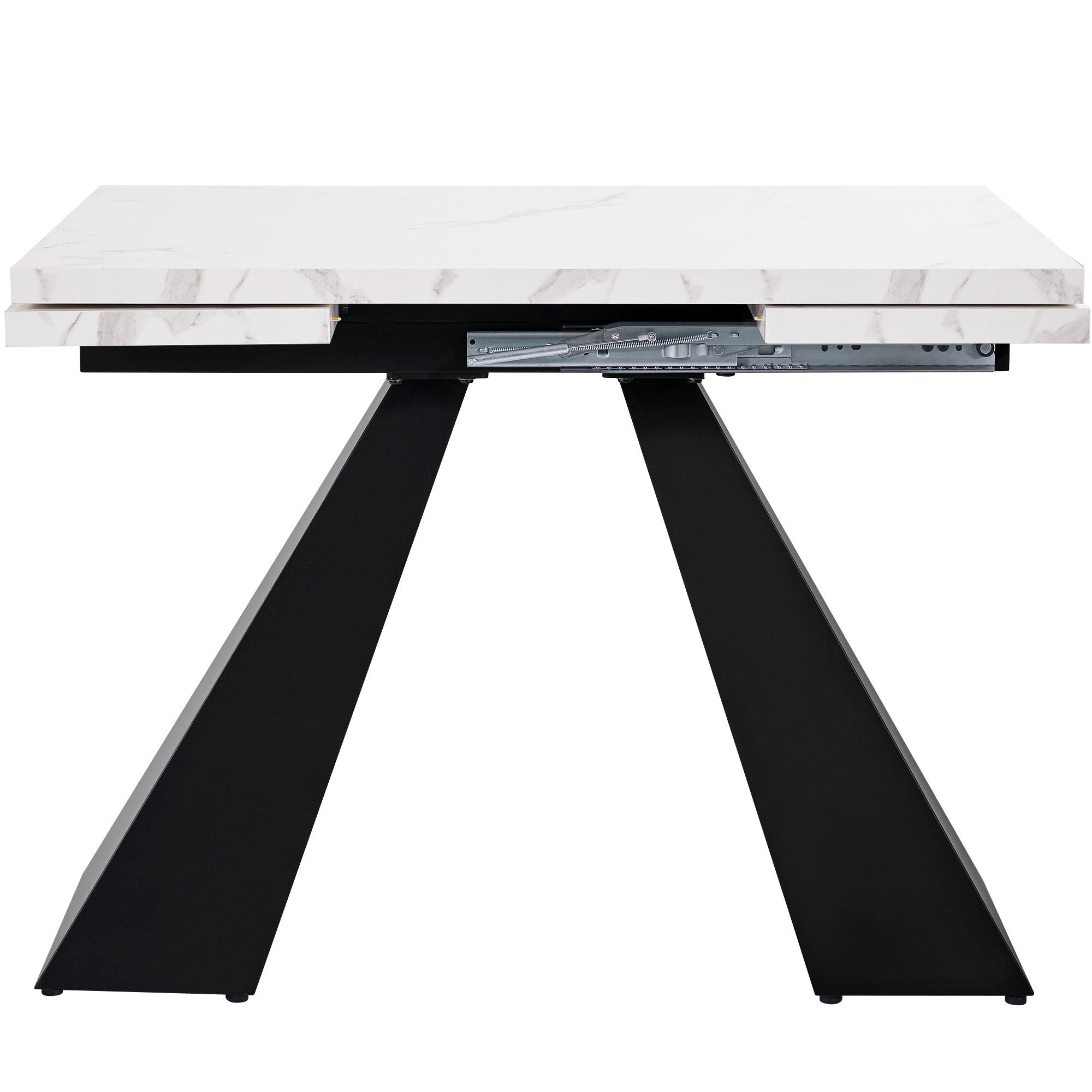 Extendable Dining Table Telescopic 99-159cm Space-Saving Pedestal Legs - White