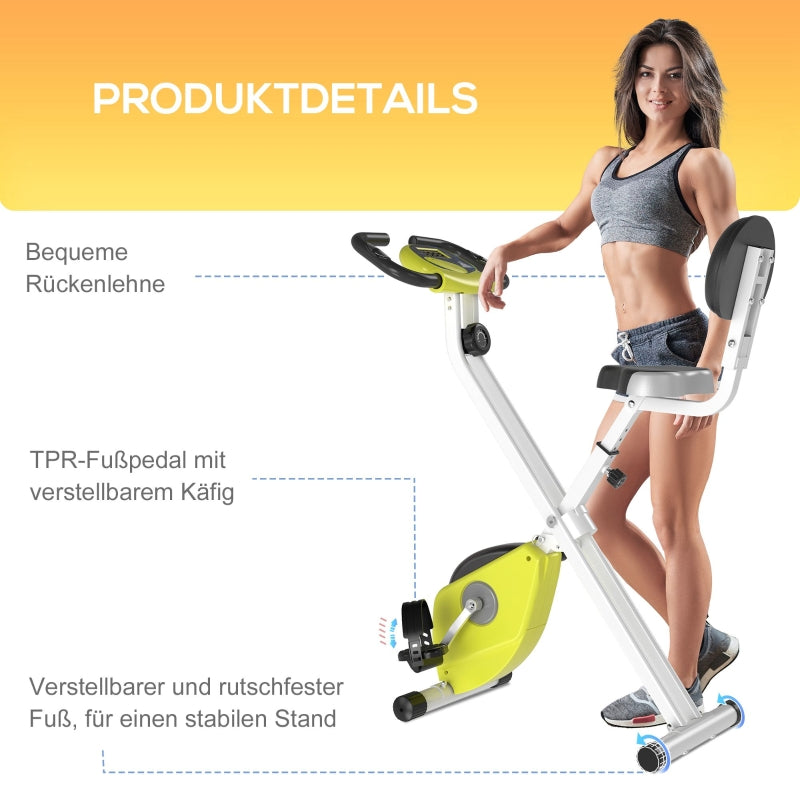 F-Bike Exercise Bike, 8-Level Magnetic Resistance, Height Adjustable, Steel, Yellow/White