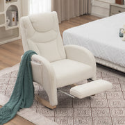 052 Rocking Chair, Upholstered with Armrest, 110 kg, White Teddy Fabric