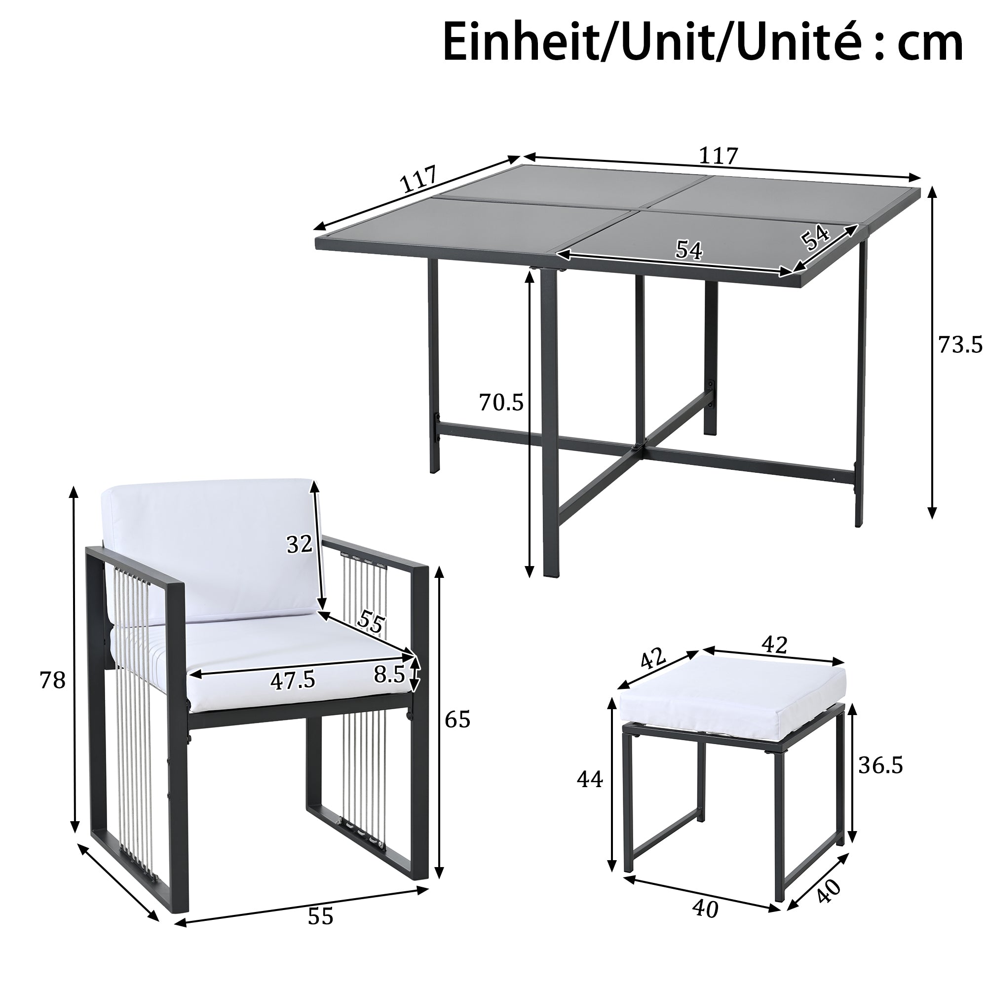 Outdoor Dining Set 7-Piece 6-Person Tempered Glass Table