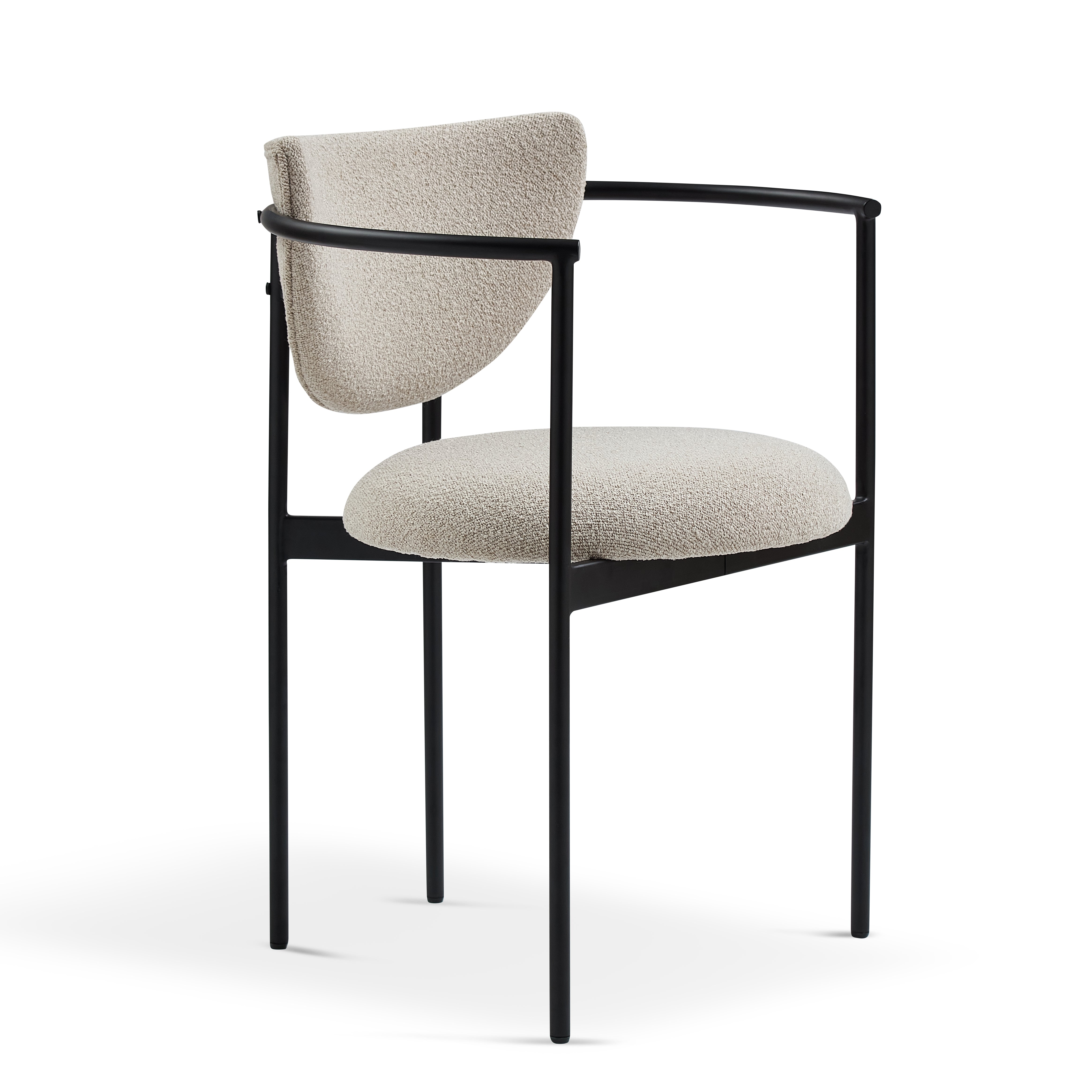 Lunar Dining Chair with Armrests, Ergonomic Set of 2 with Metal Frame, Khaki