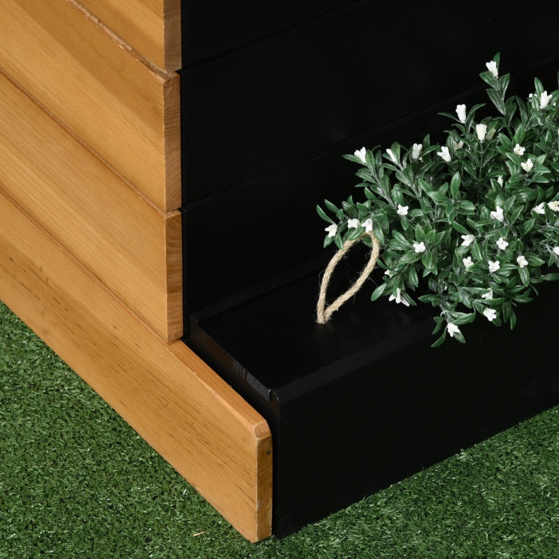 Raised Bed with 4 Planters, Self-Watering, Wood, Brown