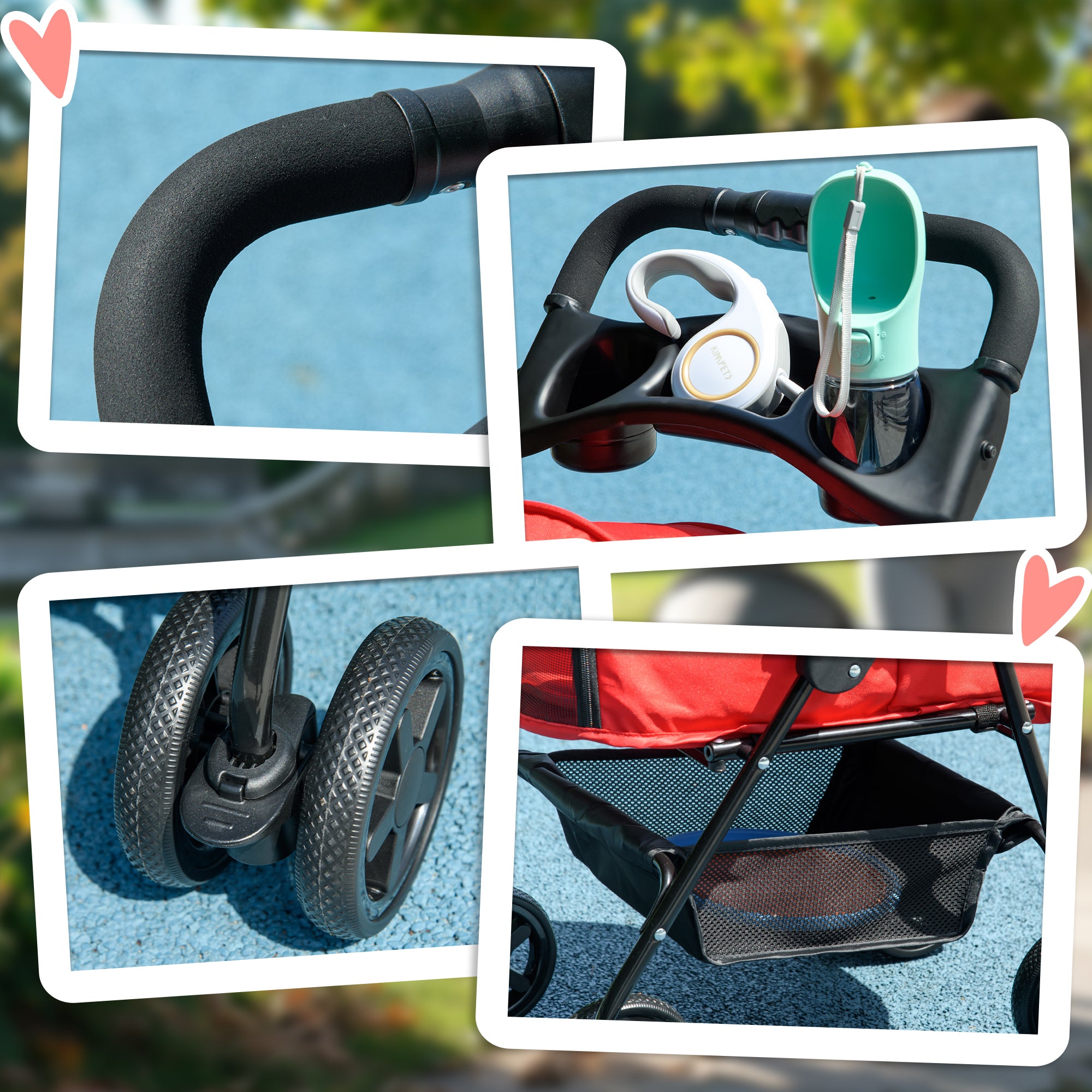 Dog Buggy Foldable Small Dogs & Cats, Oxford Red