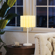 Table lamp with wave lampshade, E27 socket, button switch, white