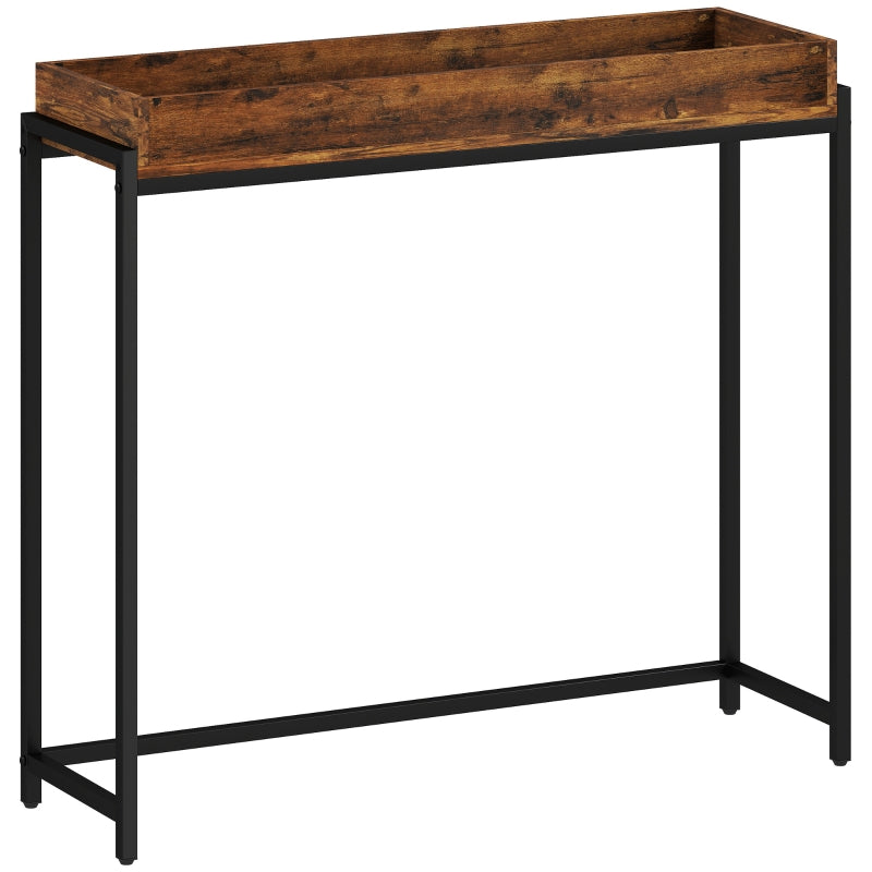Hallway Console Table Narrow with Metal Frame Rustic Brown