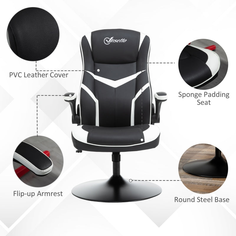 Gaming Chair Ergonomic Adjustable Height Swivel PVC Leather Black