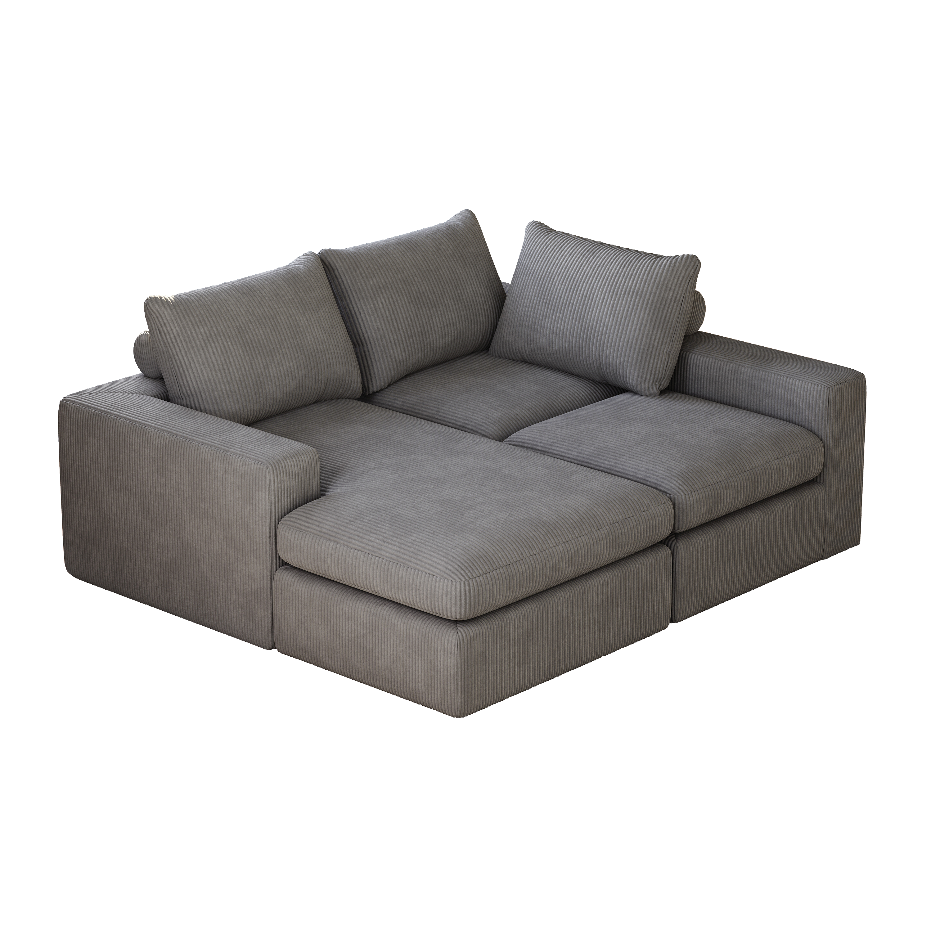 Boneless Couch with Chaise, L-shaped Modern Upholstered Corduroy