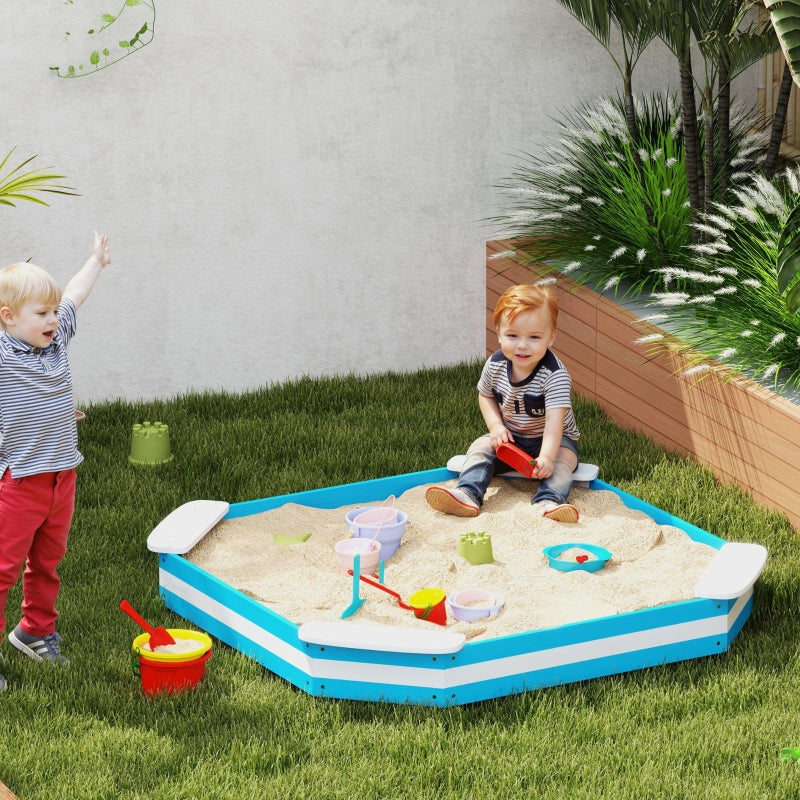 AIYAPLAY Sandpit, sandbox with 4 seats, spruce wood, blue
