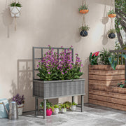 Wooden Garden Planter with Trellis, 45 x 105cm, Grey