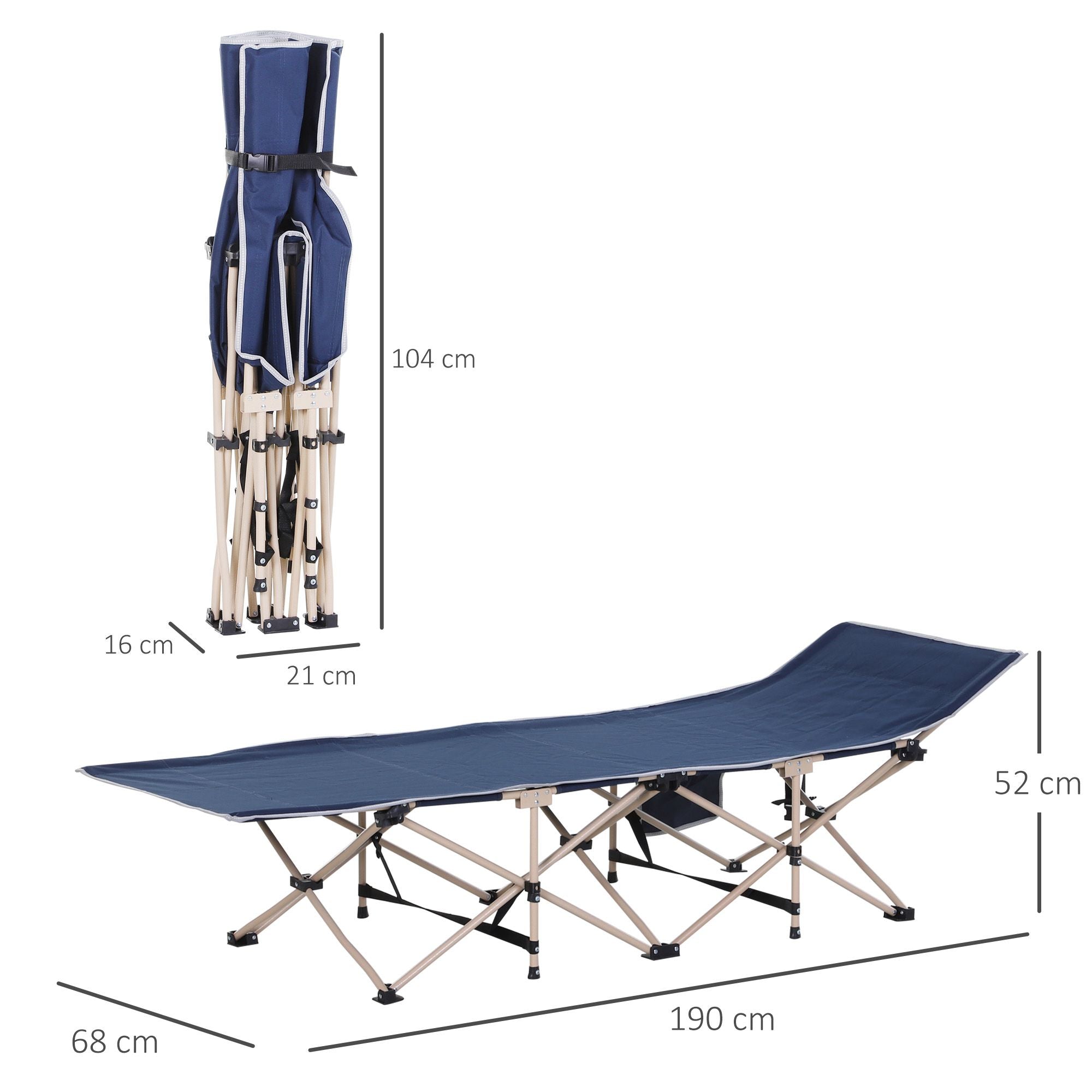 Folding Camping Bed with Storage Bag, Steel and Oxford, Blue
