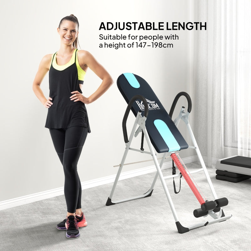 Foldable Inversion Table for Back Therapy, Home Fitness Bench - Black