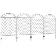 Decorative Garden Fencing, 4PCs Picket Fence Panels 43in x 11.5ft Metal, Black