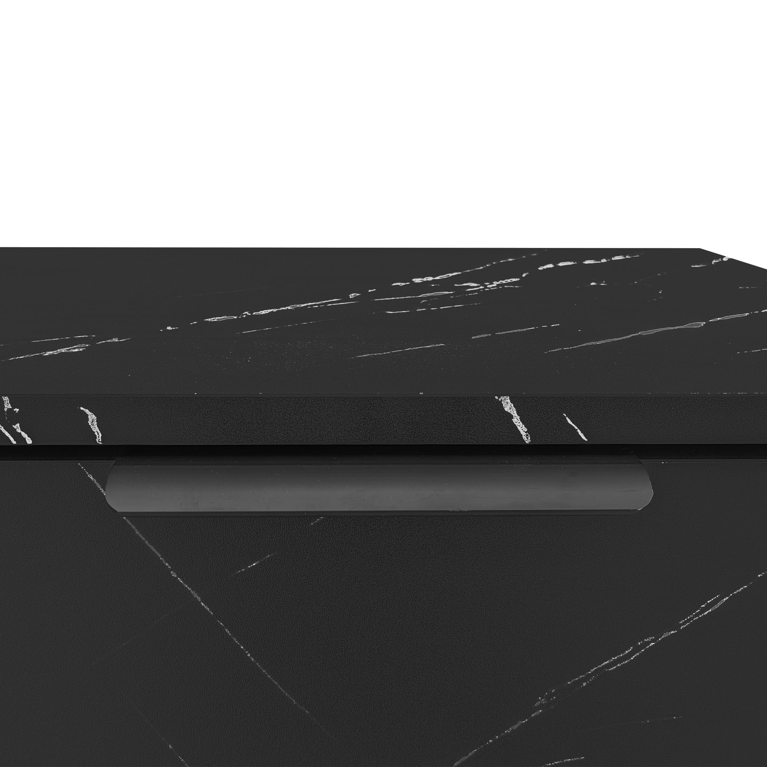 TV Cabinet 200cm Marble Look, Black