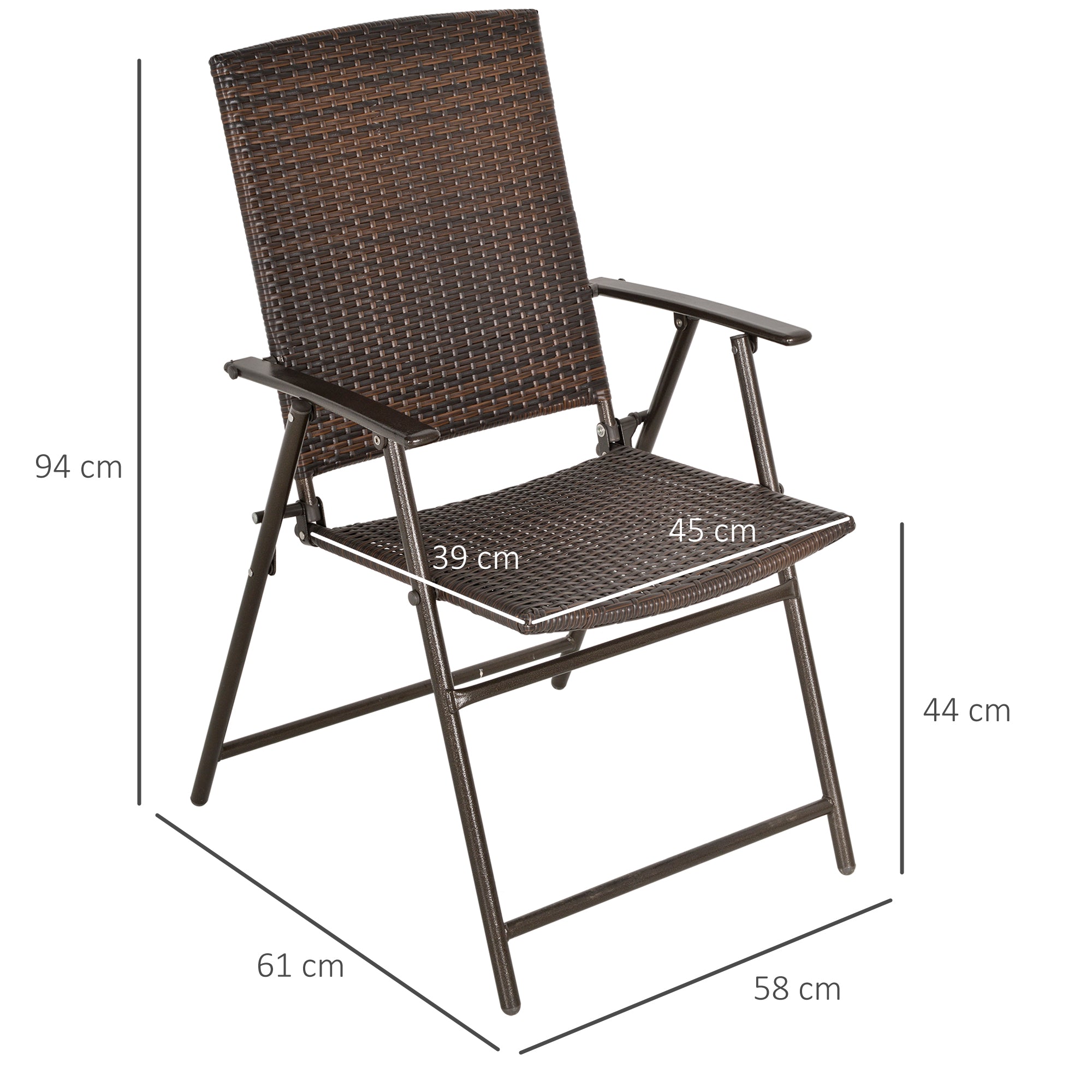 Folding Rattan Chairs Set of Two - Brown