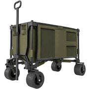 Folding Garden Trolley Collapsible Utility Wagon Steel Frame Green Oxford Fabric