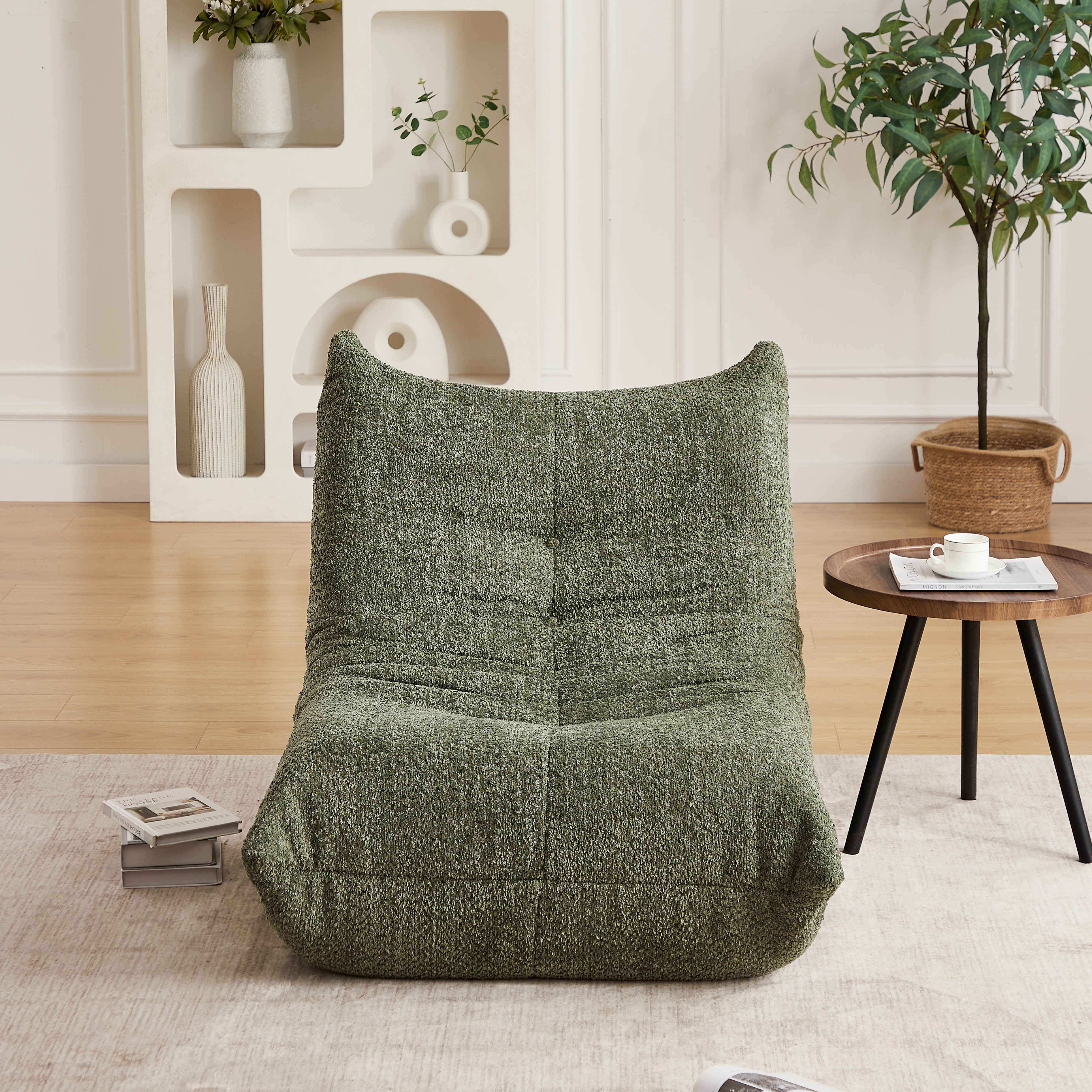 Chenille Togo Sofa, Armless Floor Lounge Chair with High-Density Memory Foam, Chenille Fabric