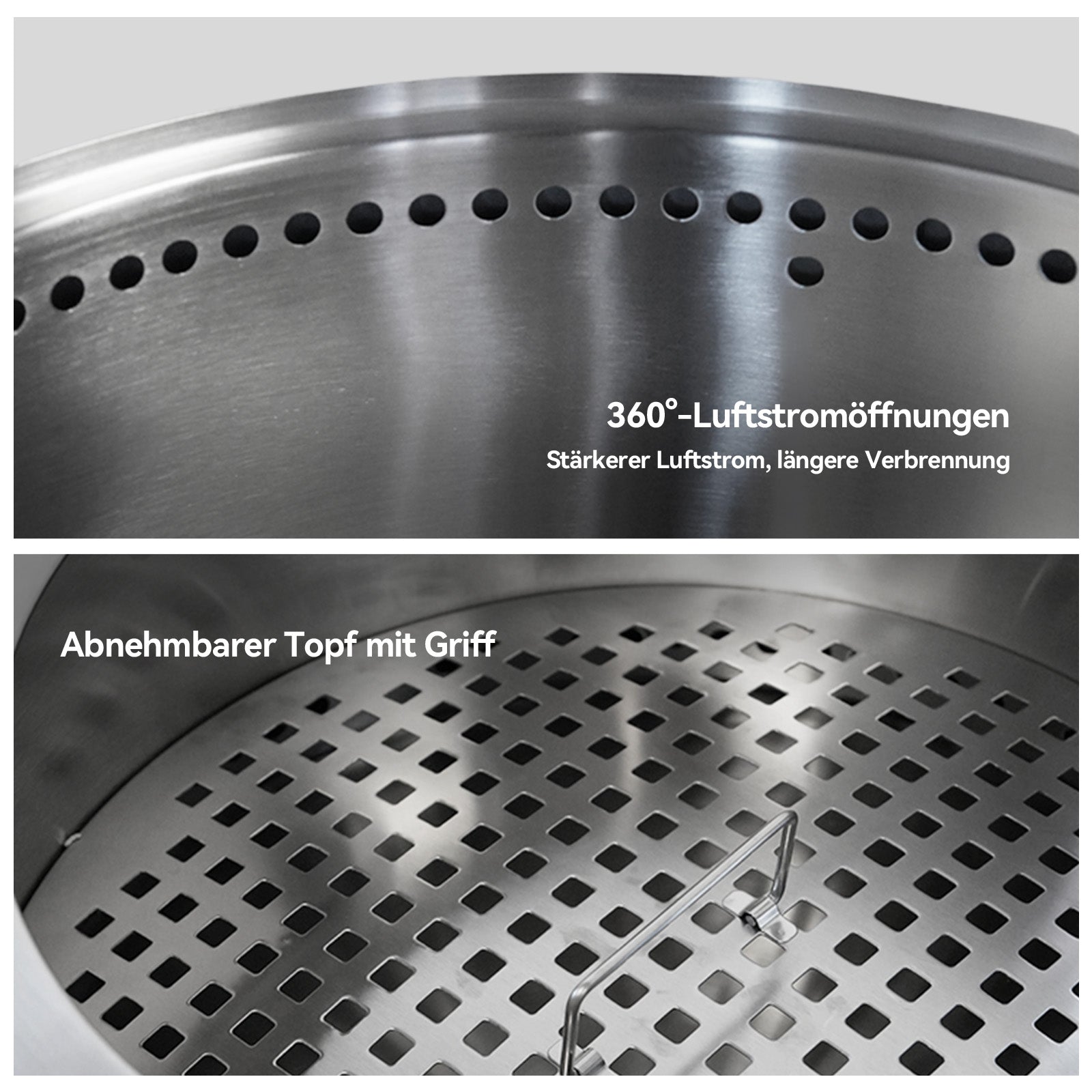 Fire Pit Portable Outdoor Fireplace with Ashtray Stainless Steel