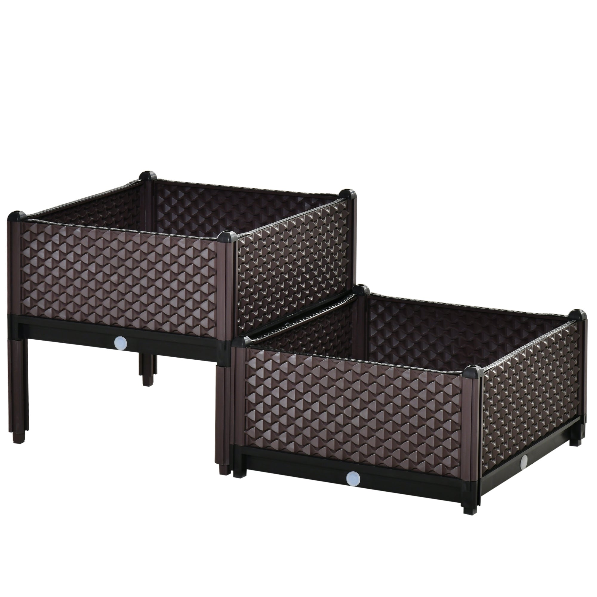 Raised Garden Bed Planter Box, Set of 2 41L Self-Watering with Drainage Holes, Plastic