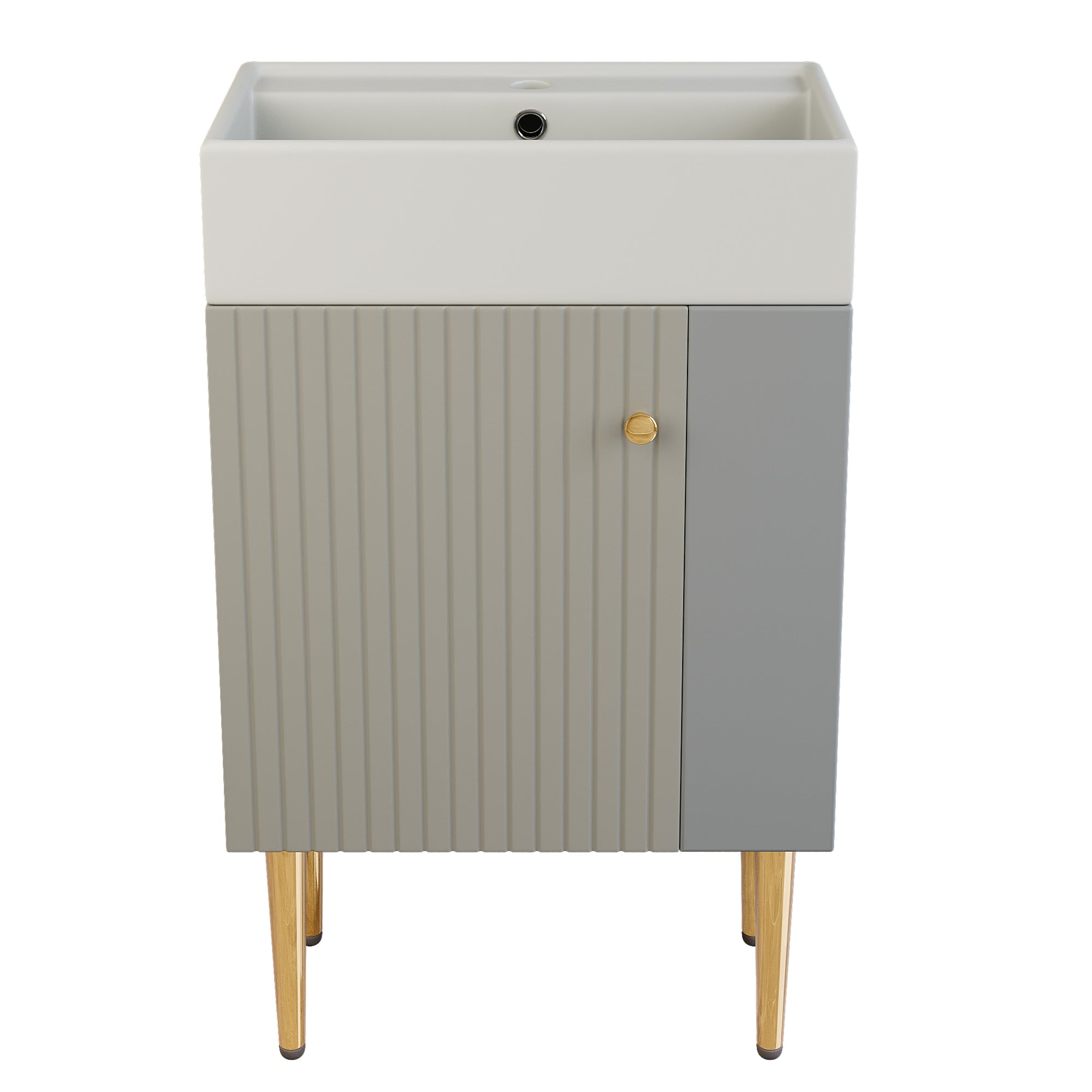 Bathroom Furniture Washbasin with Vanity Unit, 55 cm, Small Guest, Light Grey