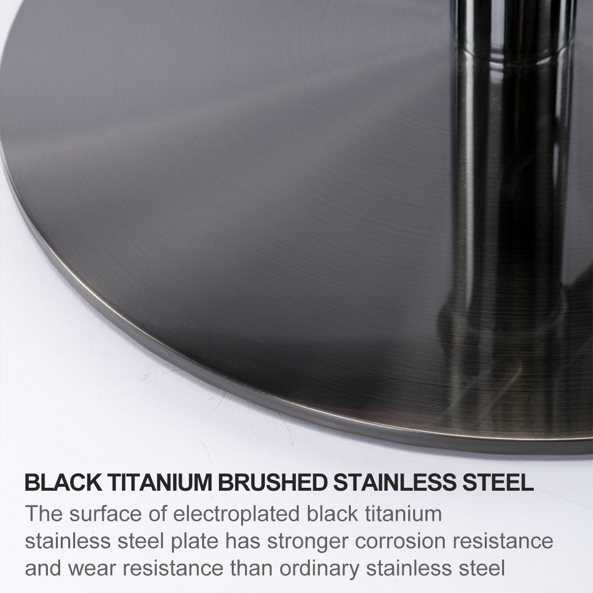 Bar Stools, Adjustable Height Swivel Chair with Backrest, Black Titanium Stainless Steel/Leather