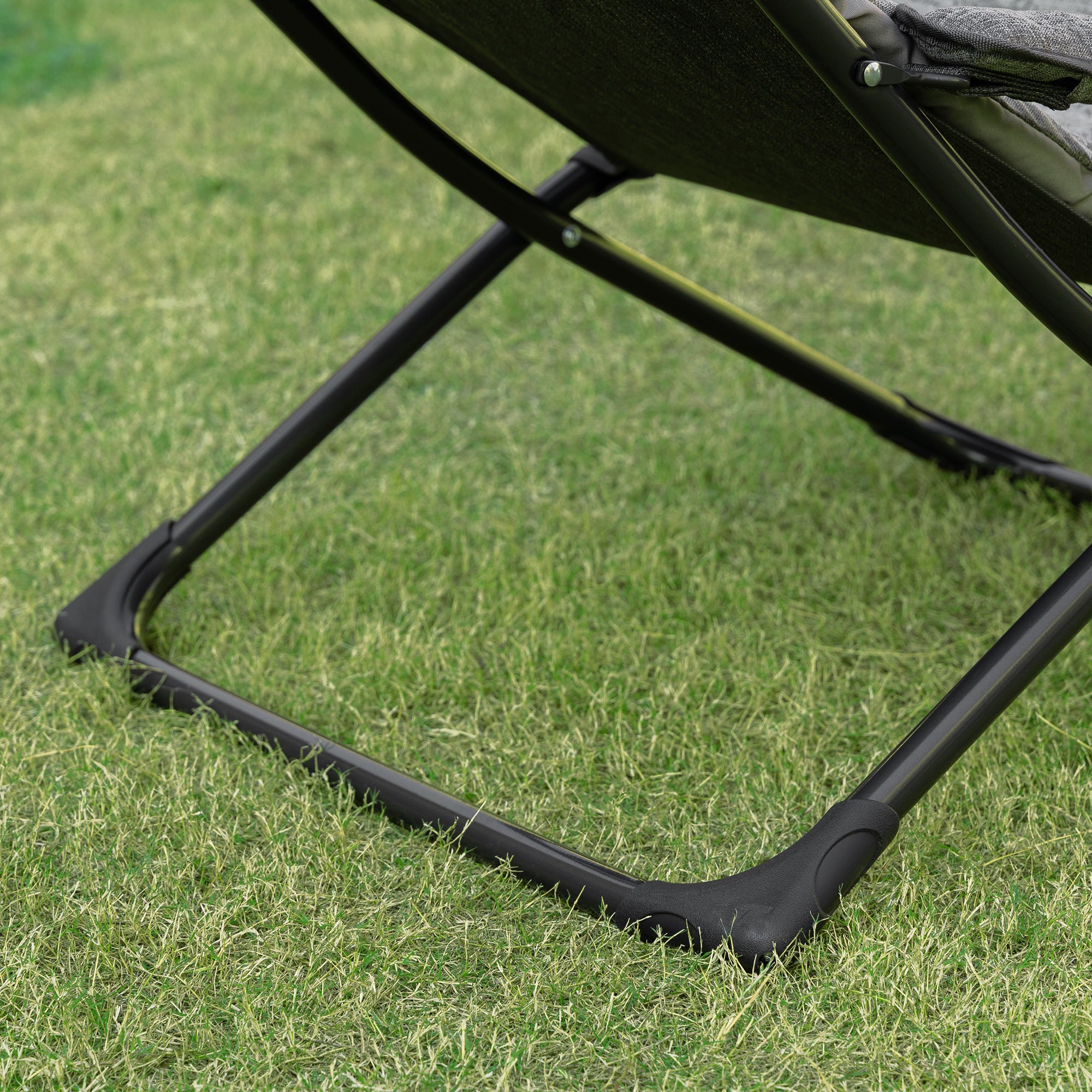 Folding Chair Lounger Removable Cushion Flexible Garden/Camping Steel Grey