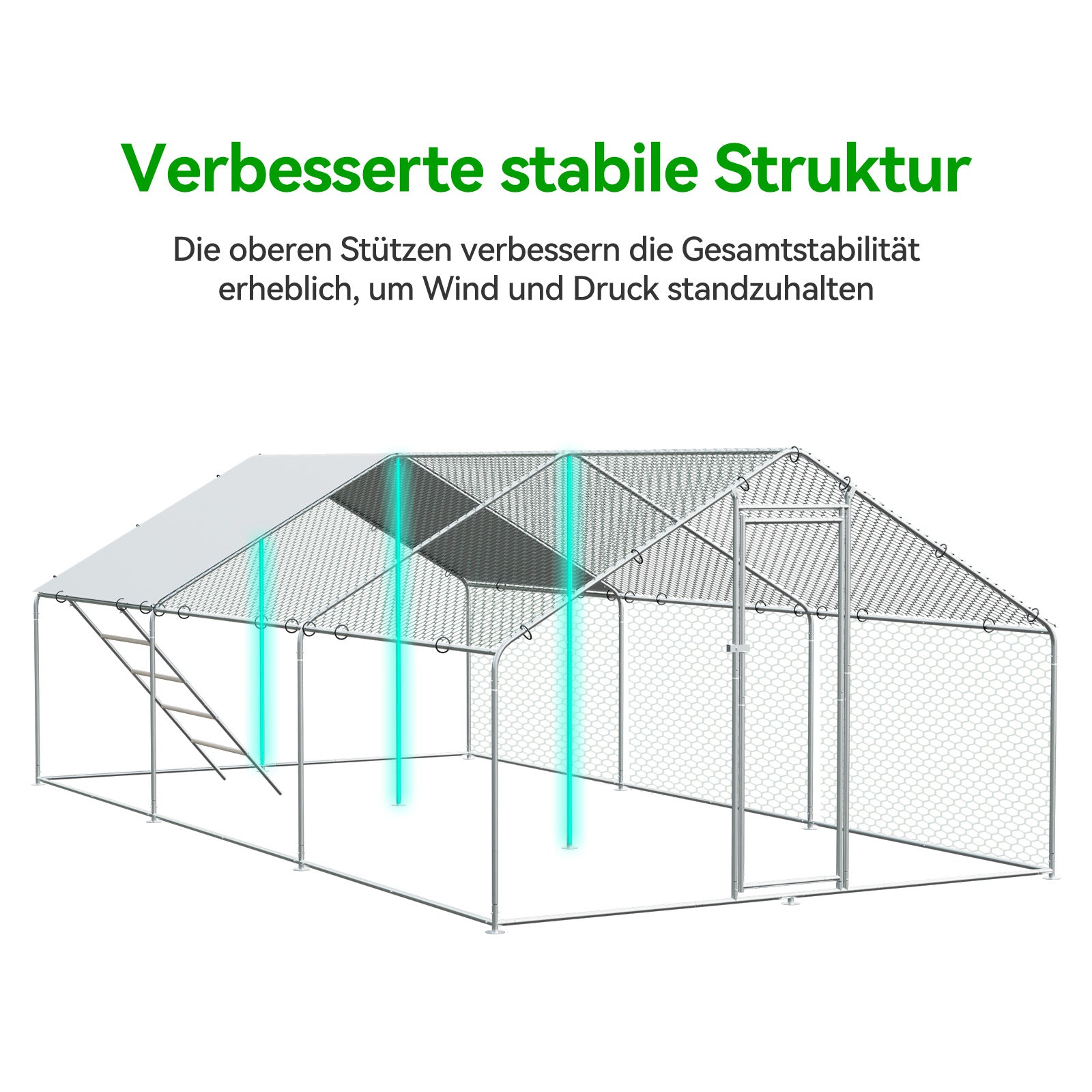Chicken Run, 3x2x2m Safety Lock Waterproof PE Cloth, Metal