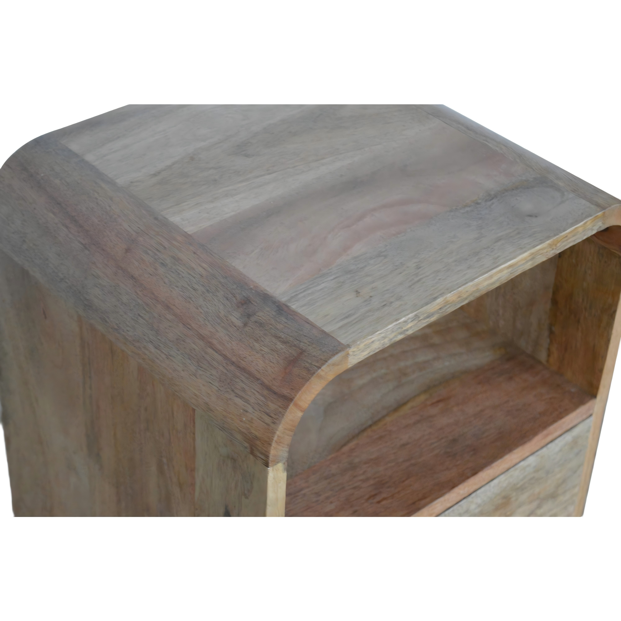 Solid Wood London Bedside, 1 Drawer 2 Open Slots, Beige