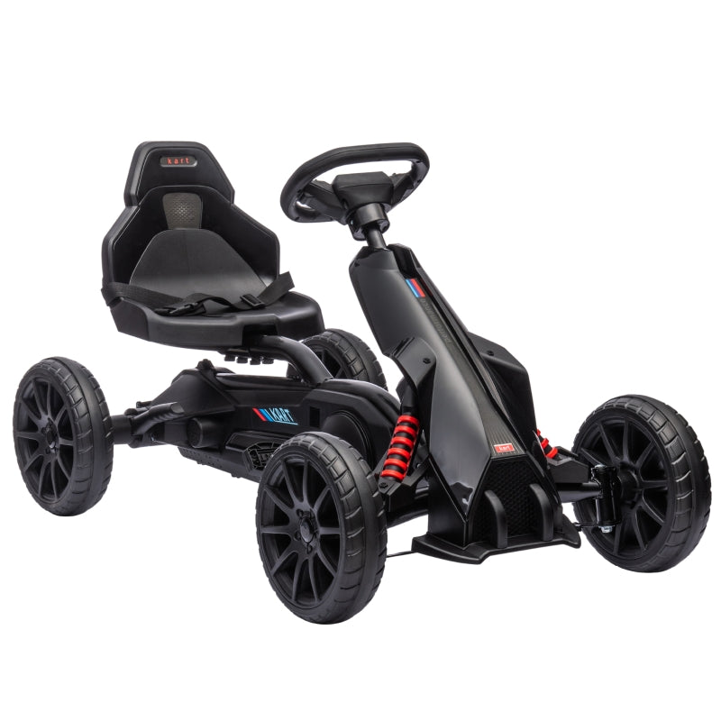 Go-Kart Children's Pedal Vehicle with Adjustable Seat and Handbrake, Black