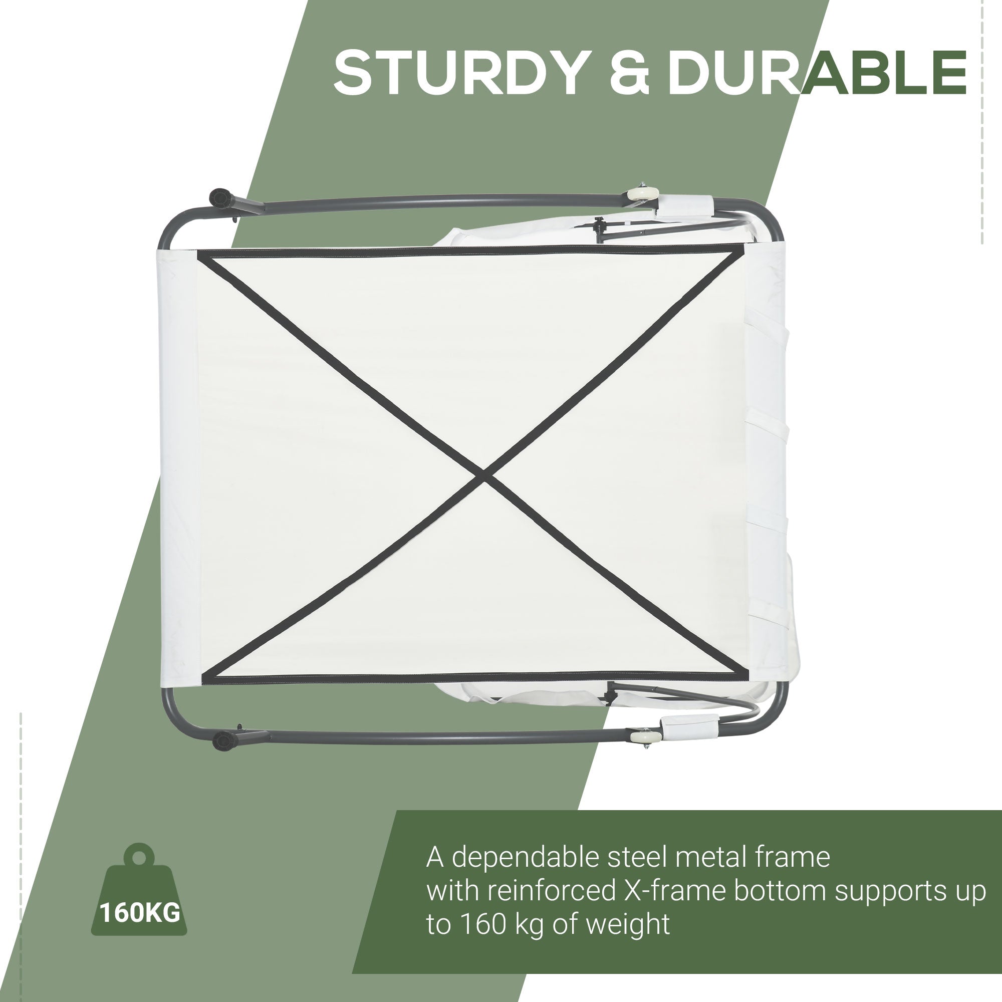 Double Sun Lounger Garden Daybed for 2 with Canopy Wheels Pillows White