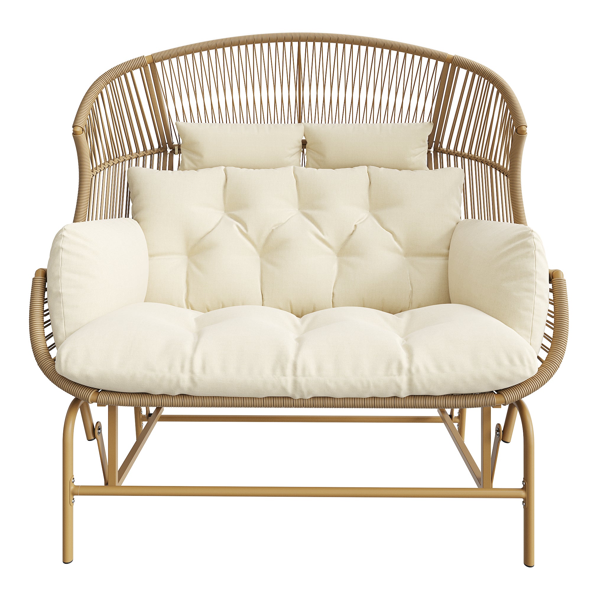 Garden Swing Egg Chair Double Outdoor Patio for Two Wood Color