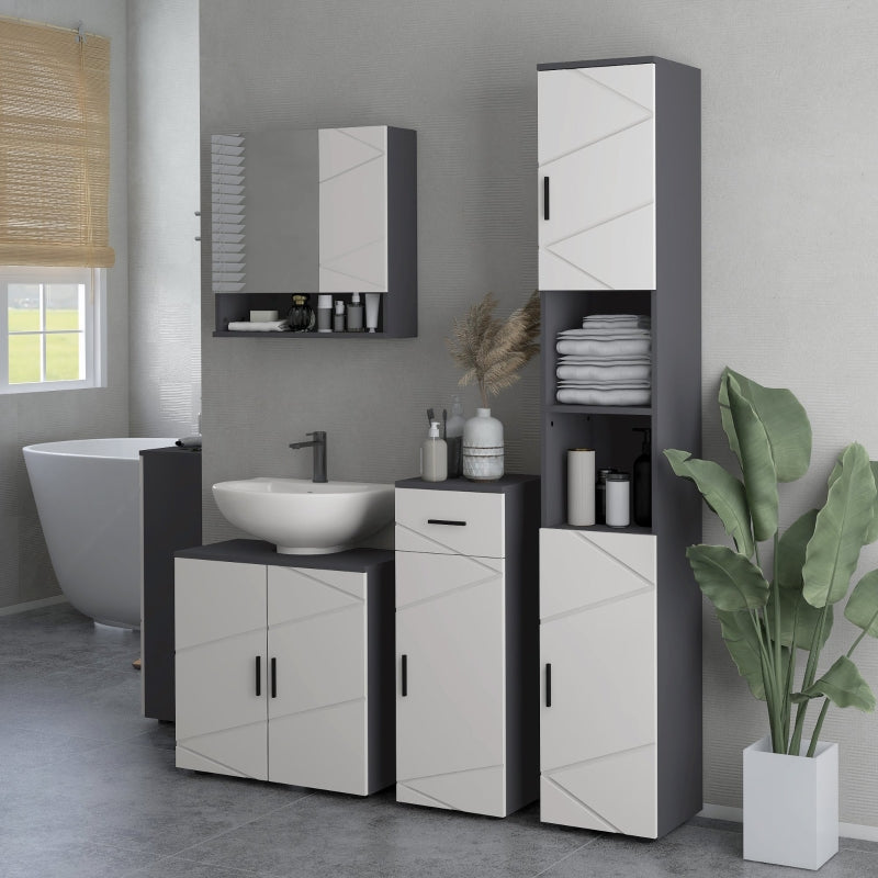 kleankin Bathroom Cabinet with Drawer, Adjustable Shelves, Gray