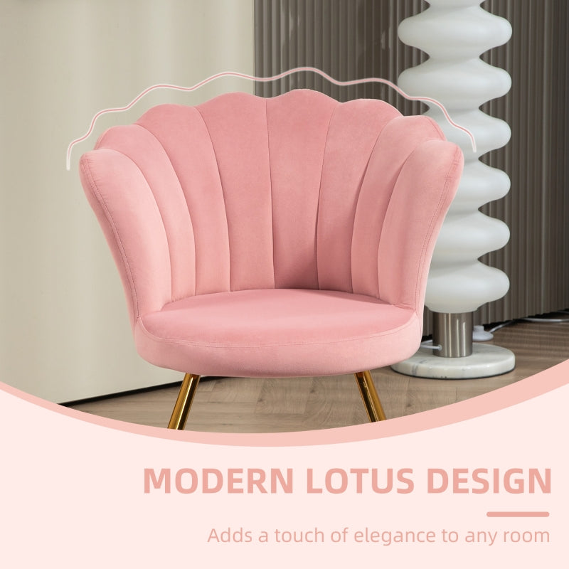 Lotus Petal Accent Chair, Velvet-Feel, Pink