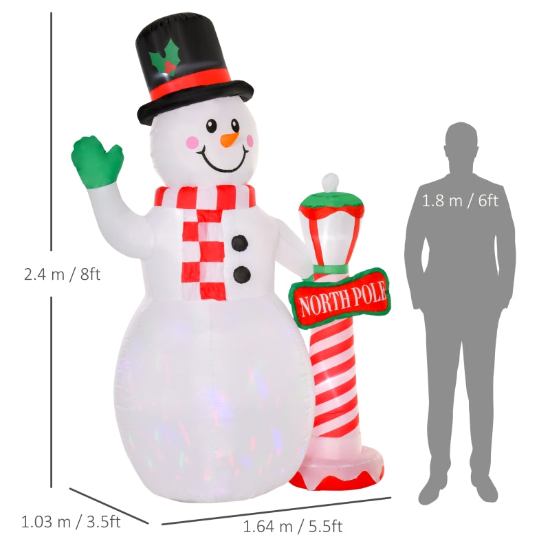 8ft Tall Christmas Inflatable Snowman with Street Lamp, Lighted Outdoor Decoration