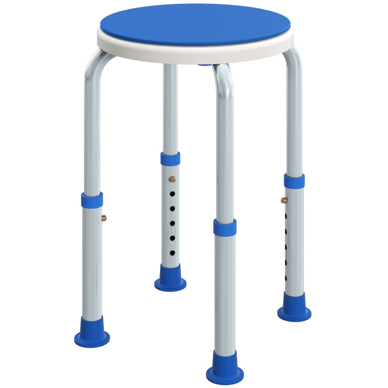 Shower Chair 360° Swivel Height Adjustable Aluminium Blue