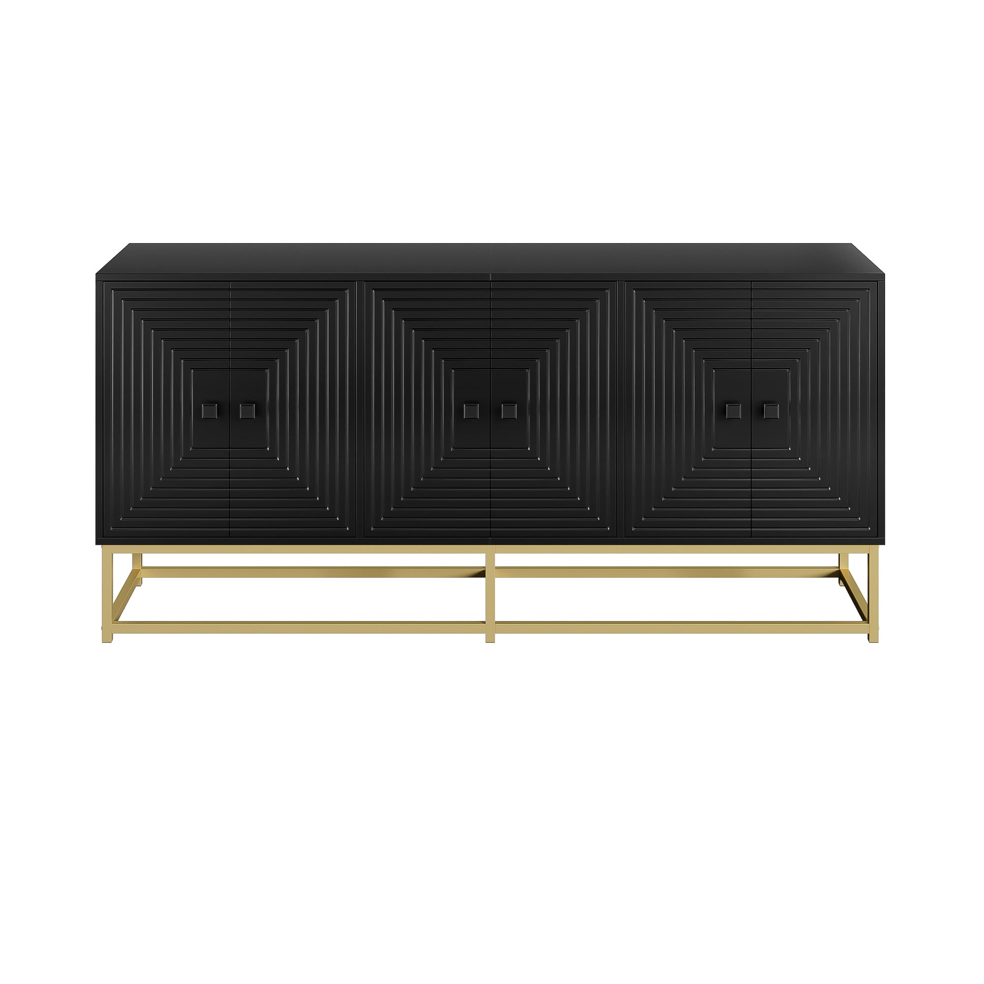 Storage Cabinet Sideboard with 3 Double Doors, Large Storage, Matte Black