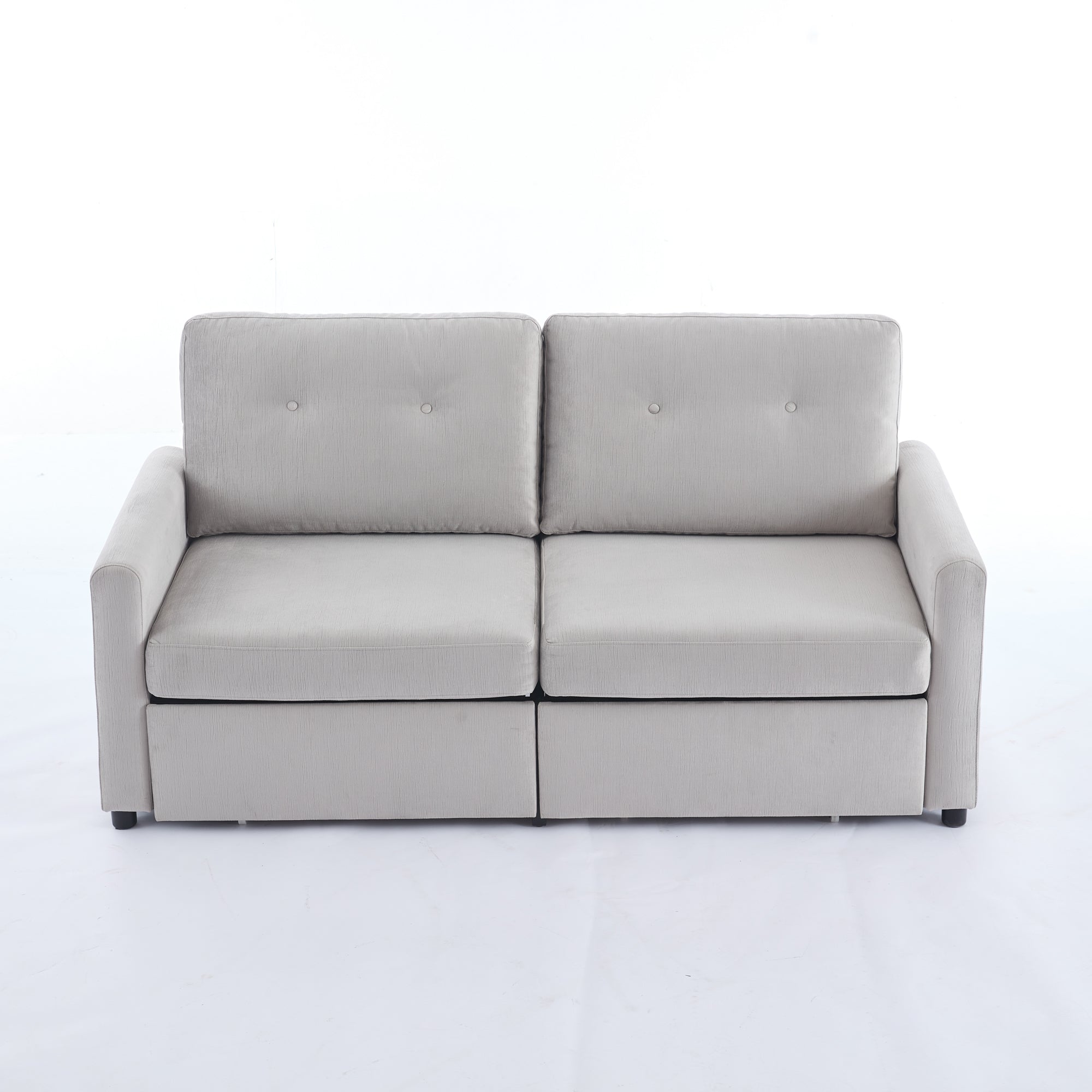 Sofa 2-Seater with Drawer Storage Light Grey Durable Fabric