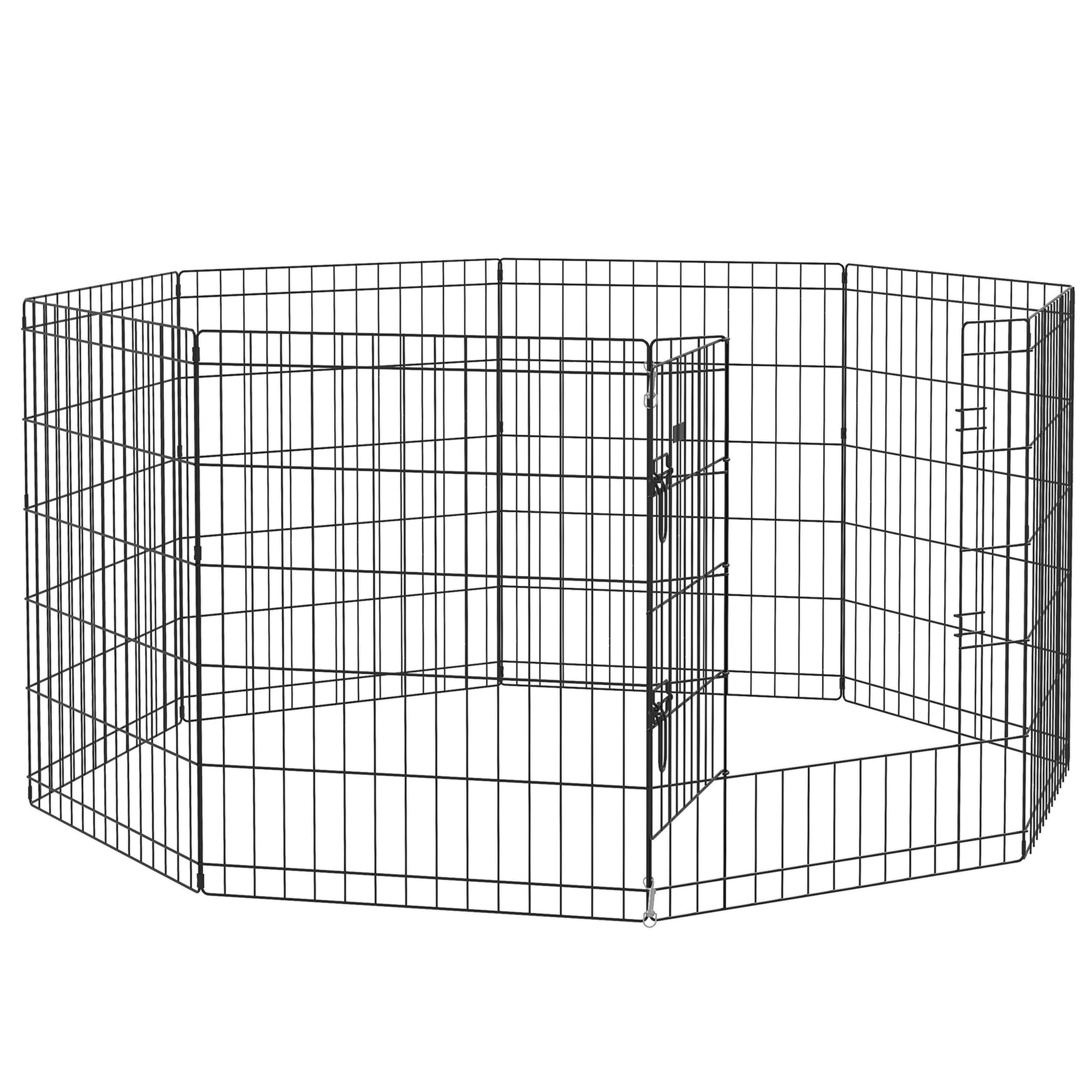 Puppy Playpen 8-Piece Set 76cm High Outdoor Enclosure, Metal Black