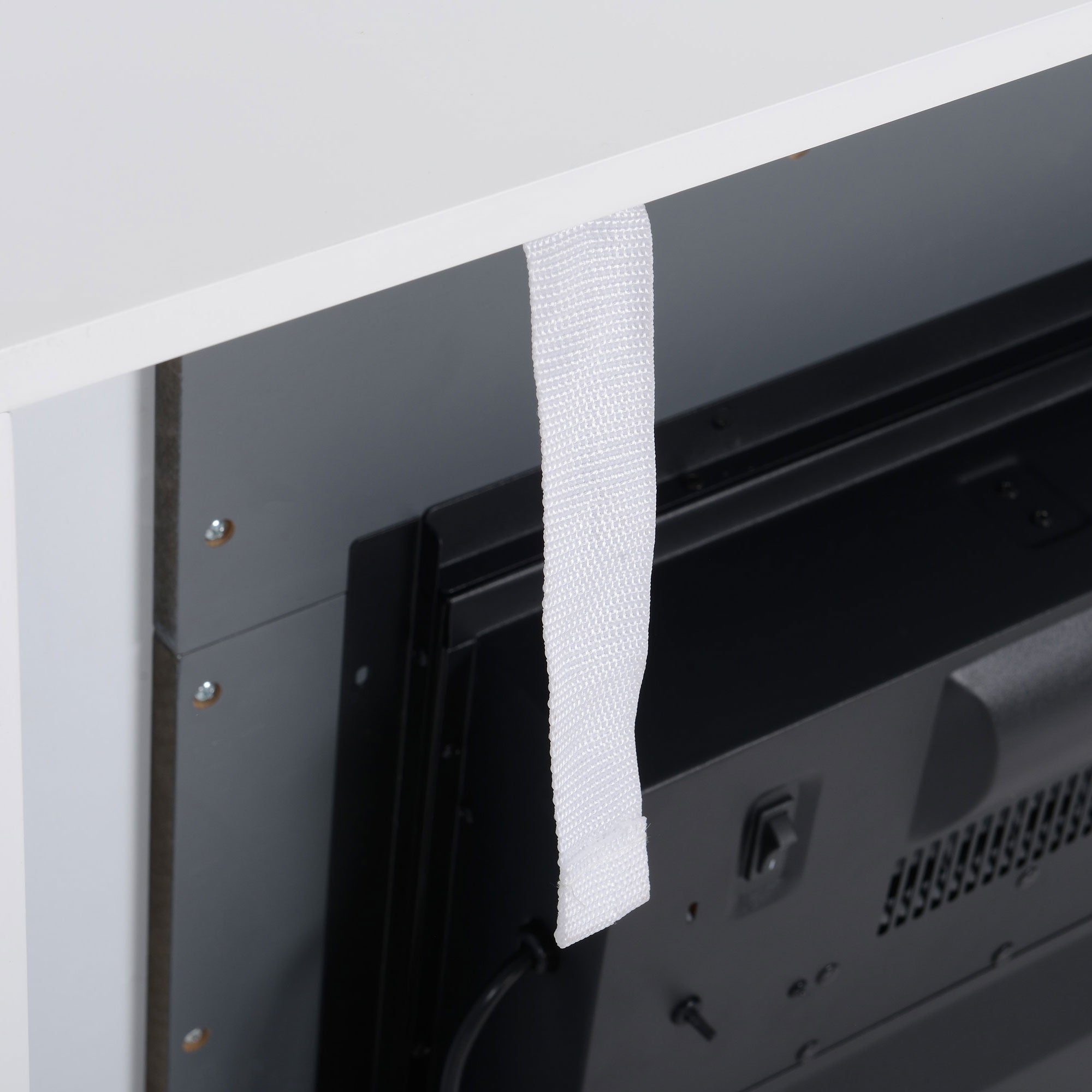 LED Electric Fireplace Freestanding 1800/2000W Flame Effect Wooden Frame - White MDF